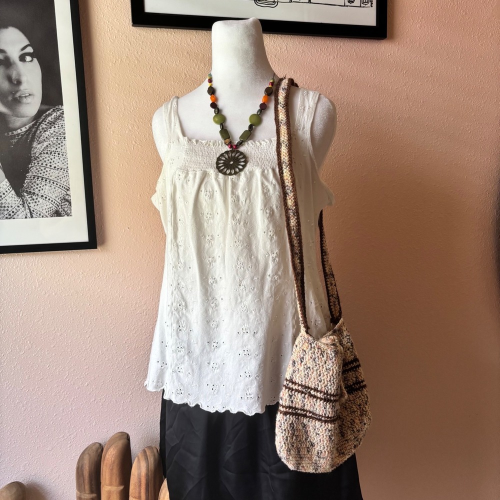 Y2K Coquette Eyelet Peasant Blouse